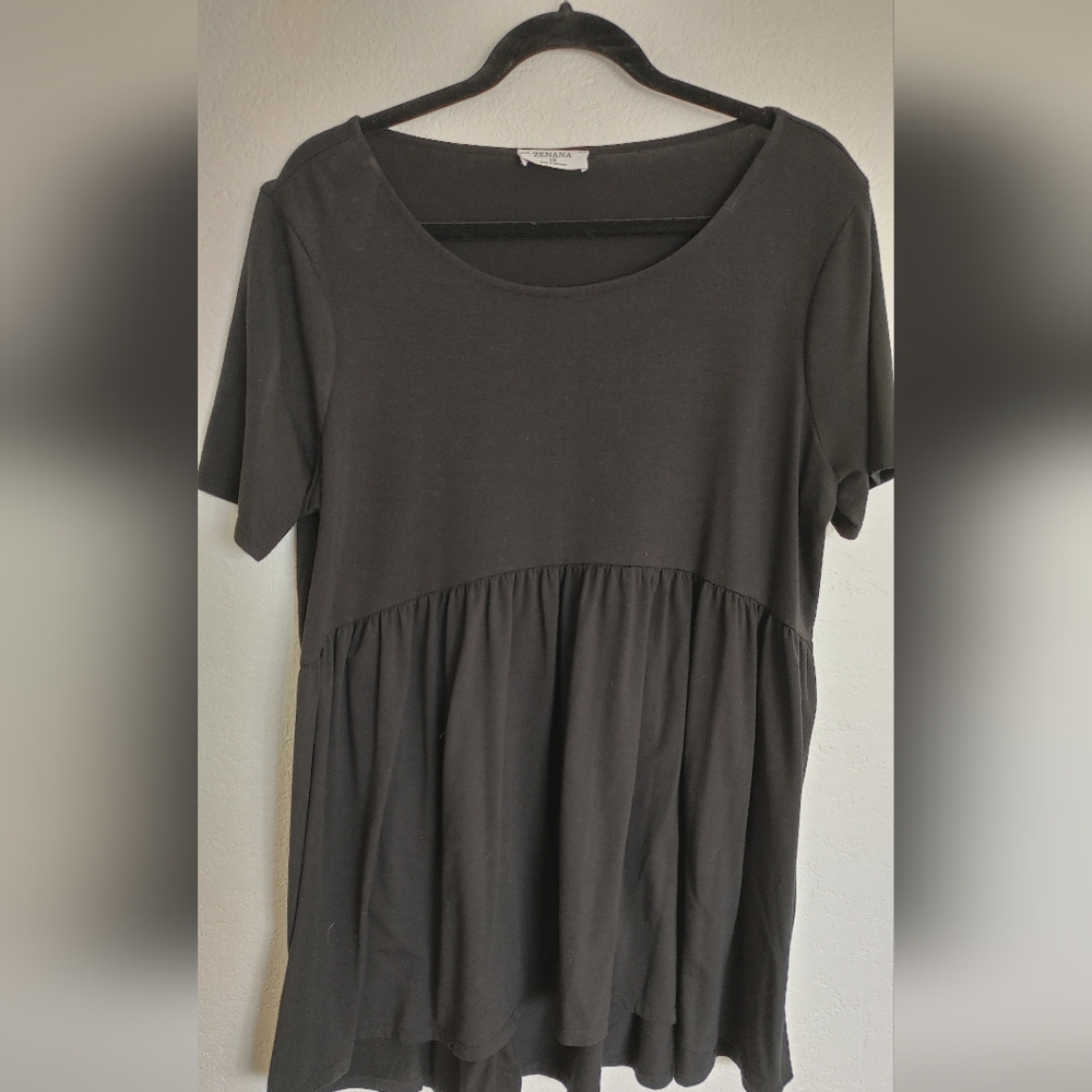 Women's Black Plus Zenana Baby Doll Blouse